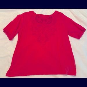 Chico’s Pretty hot pink lace embroidered T-shirt
